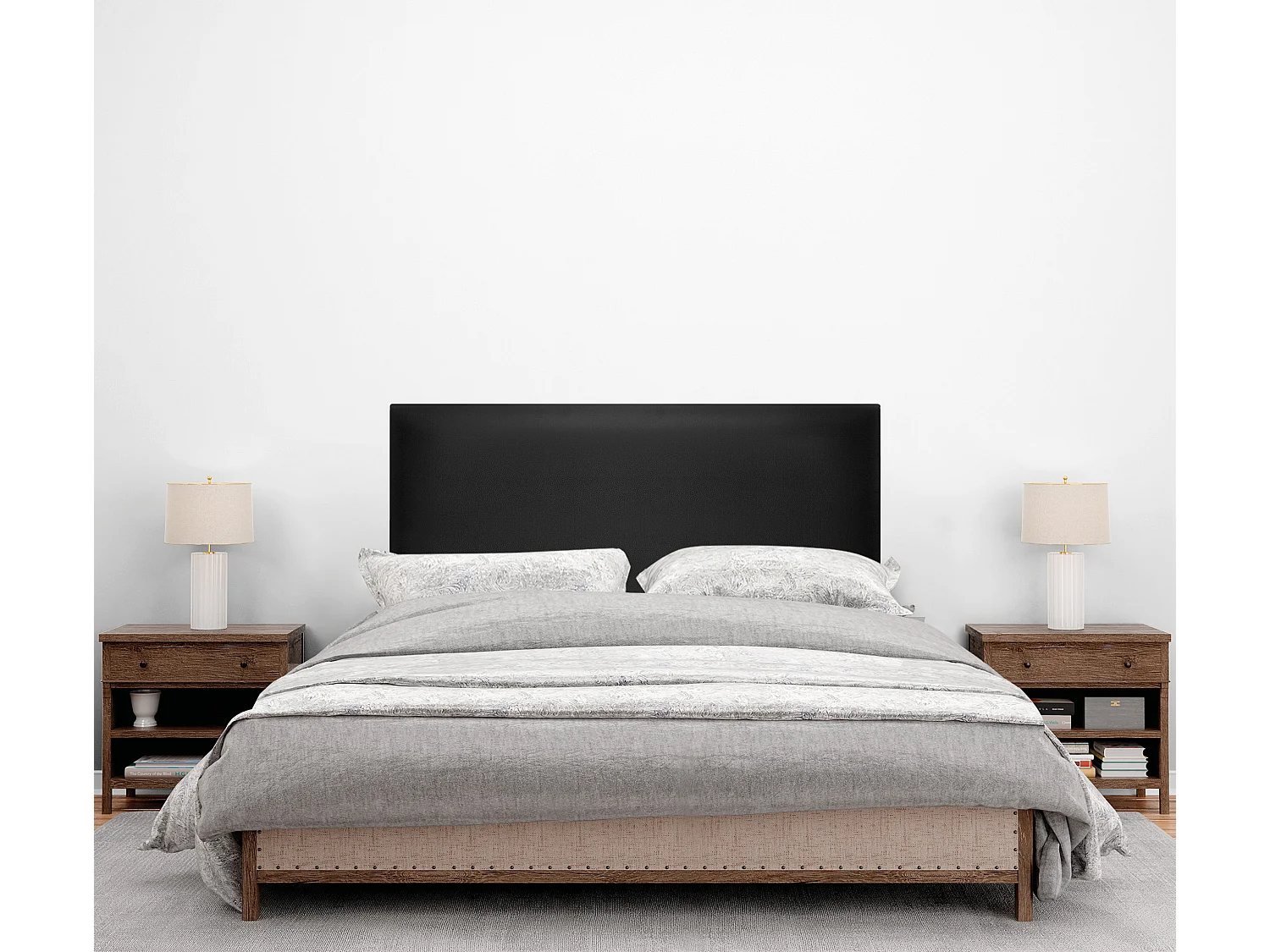 DHOME Tête de lit simili cuir lisse 95x50cm Lits 90 - Noir