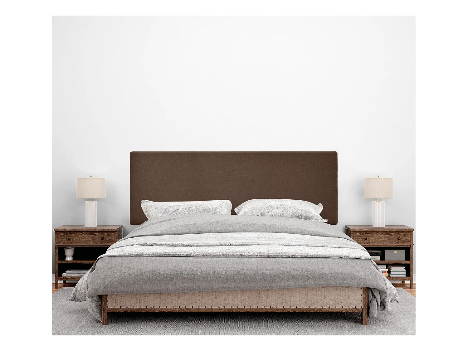 DHOME Testiera in de Tessuto Aqualine Liscio 150x50cm Letti 150 - Marrone