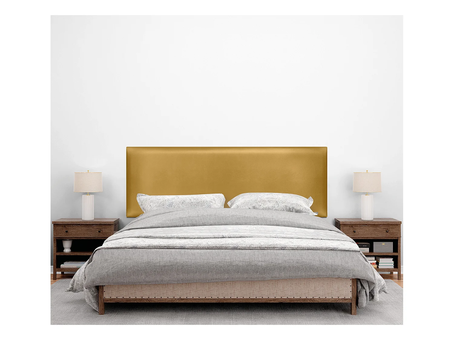 DHOME Tête de lit simili cuir lisse 160x50cm Lits 150/160 - Doré