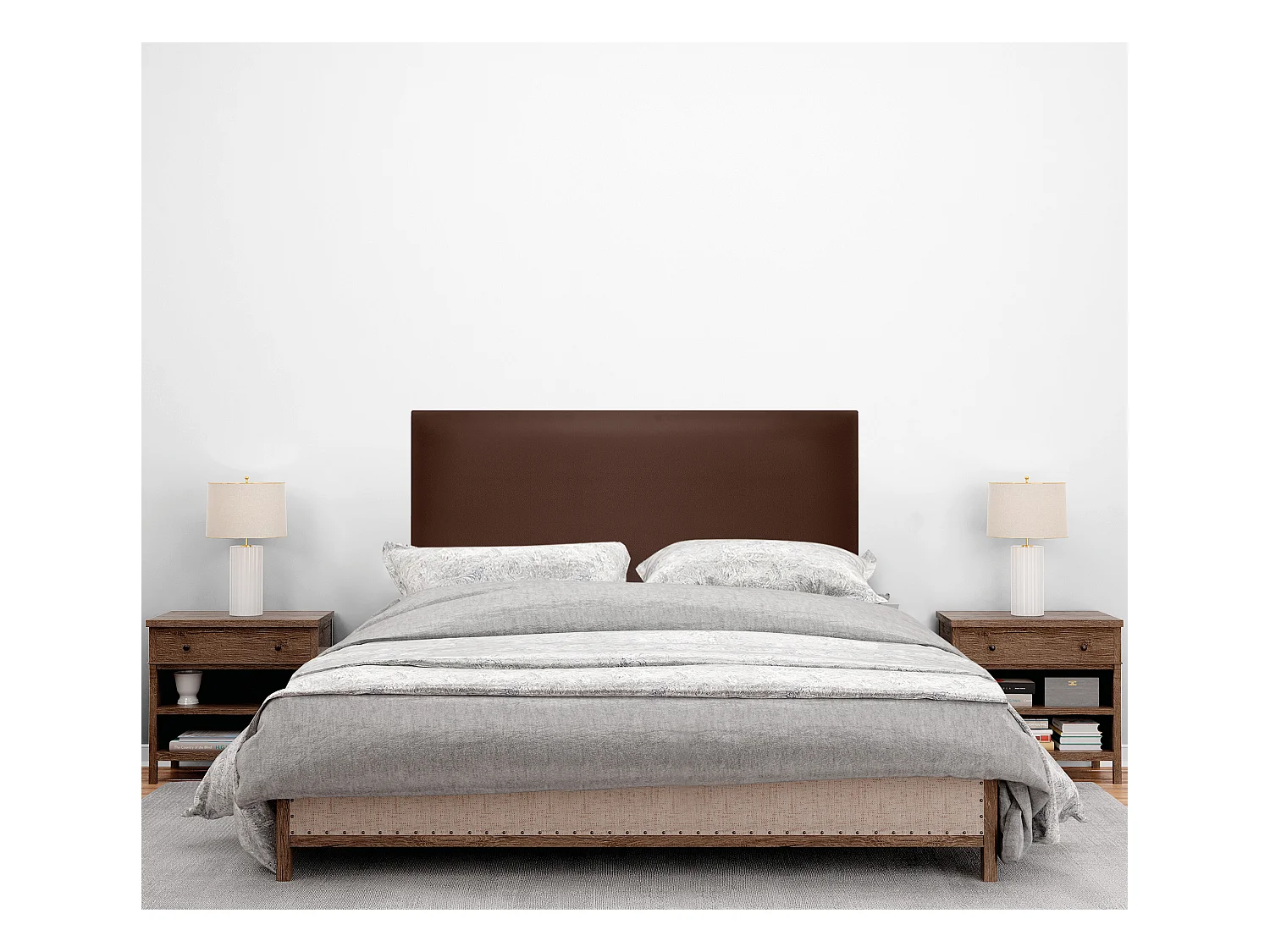 DHOME Tête de lit simili cuir lisse 90x50cm Lits 80/90 - Chocolat