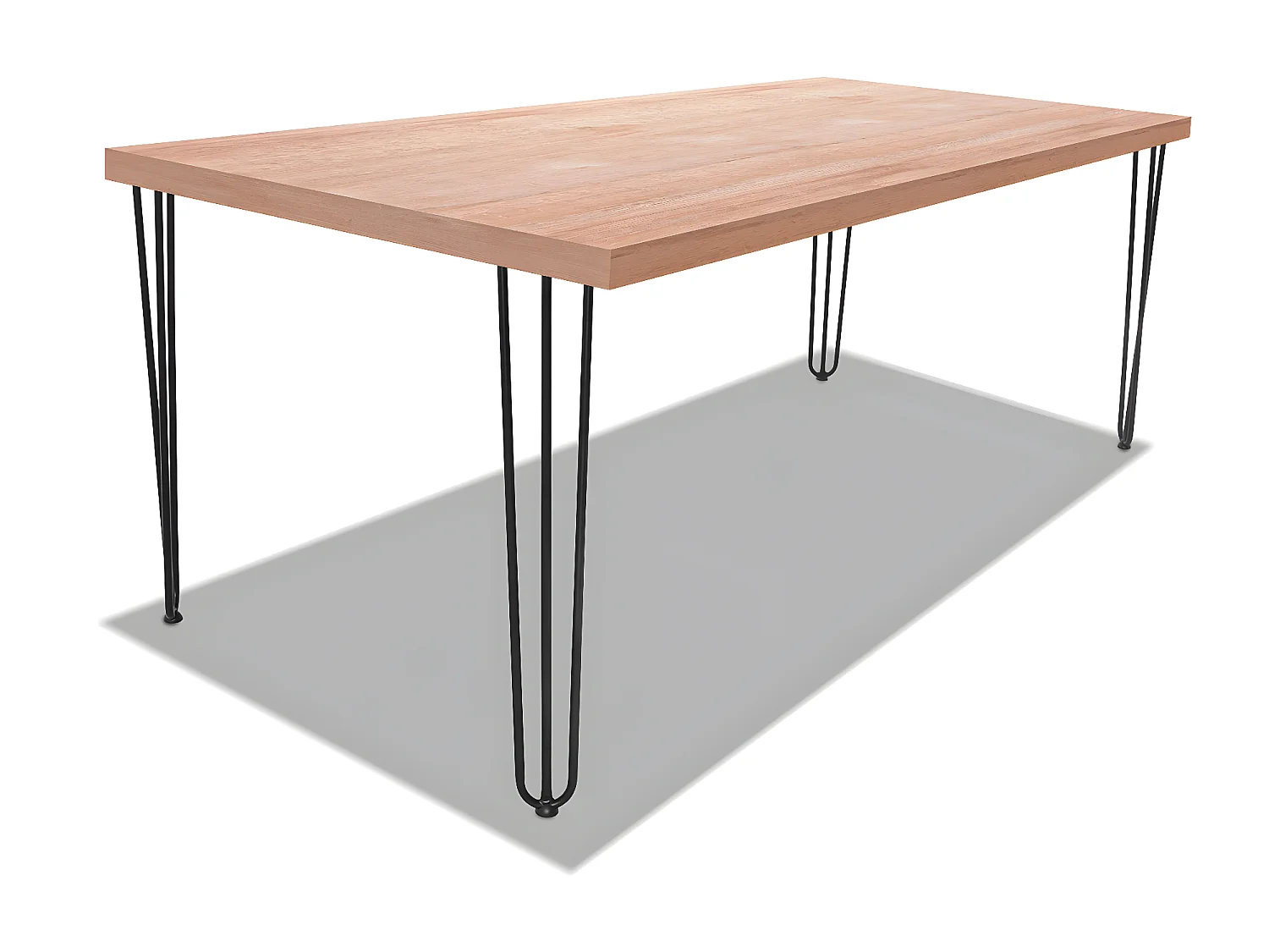 Tavolo in legno e metallo 160x90cm, piedi triangolari ripiano oak