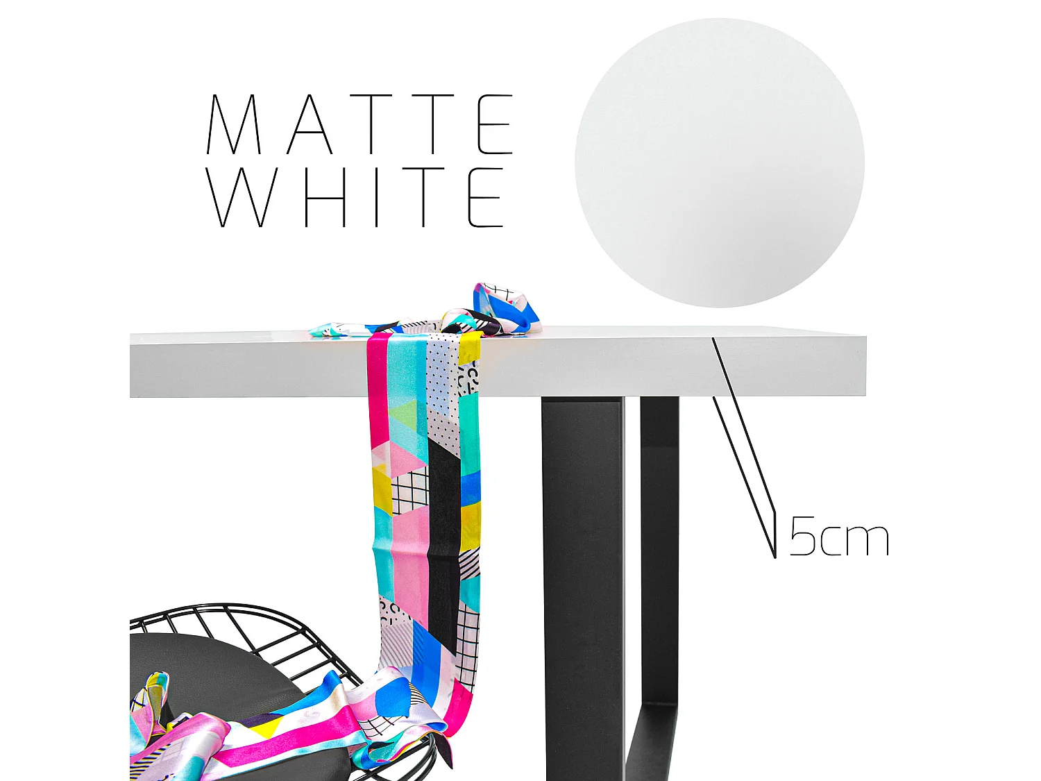 Ripiano per tavolo da pranzo 160x90x5cm, bianco