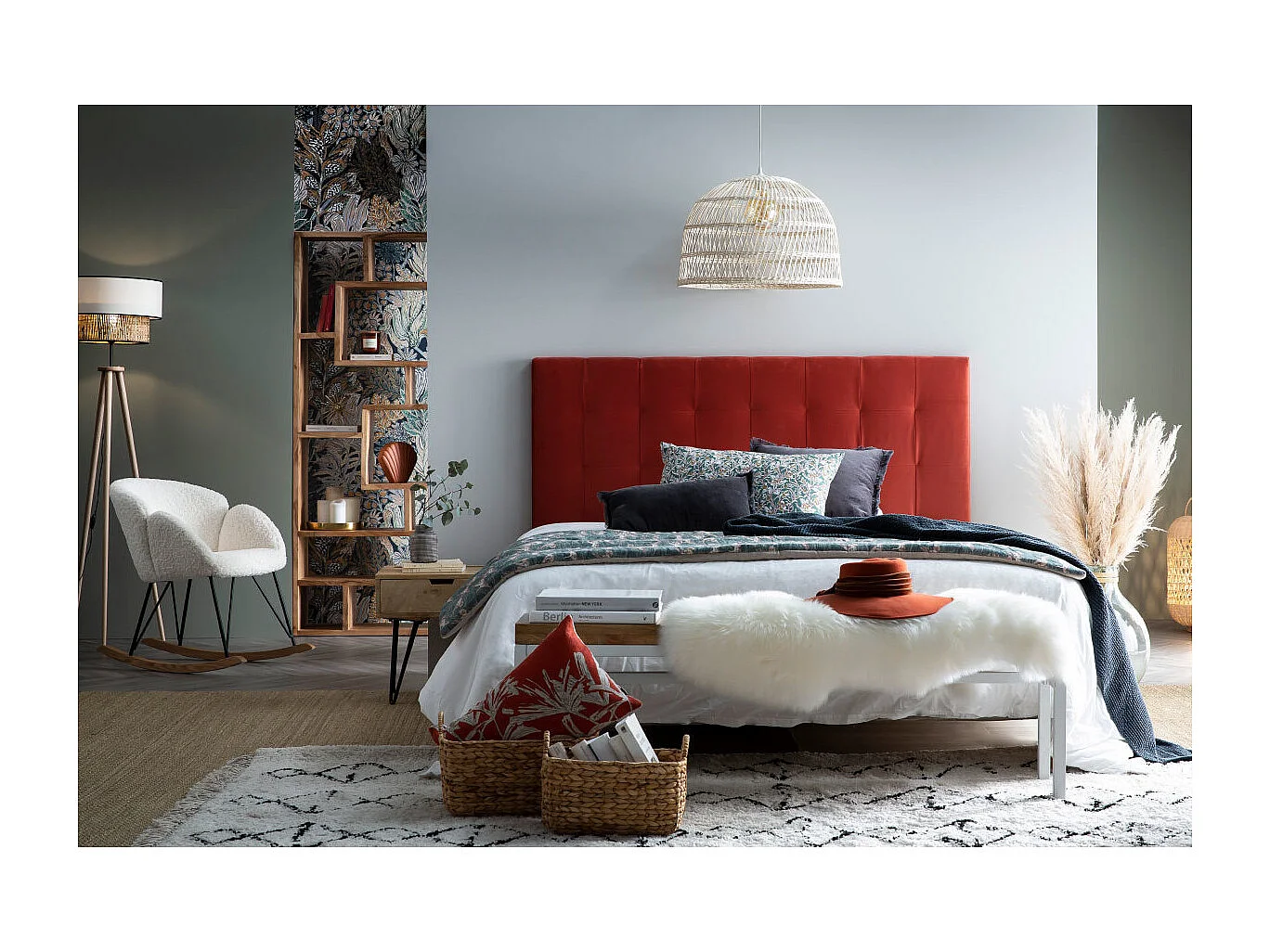 Table de chevet industrielle bois manguier massif et métal noir VIBES