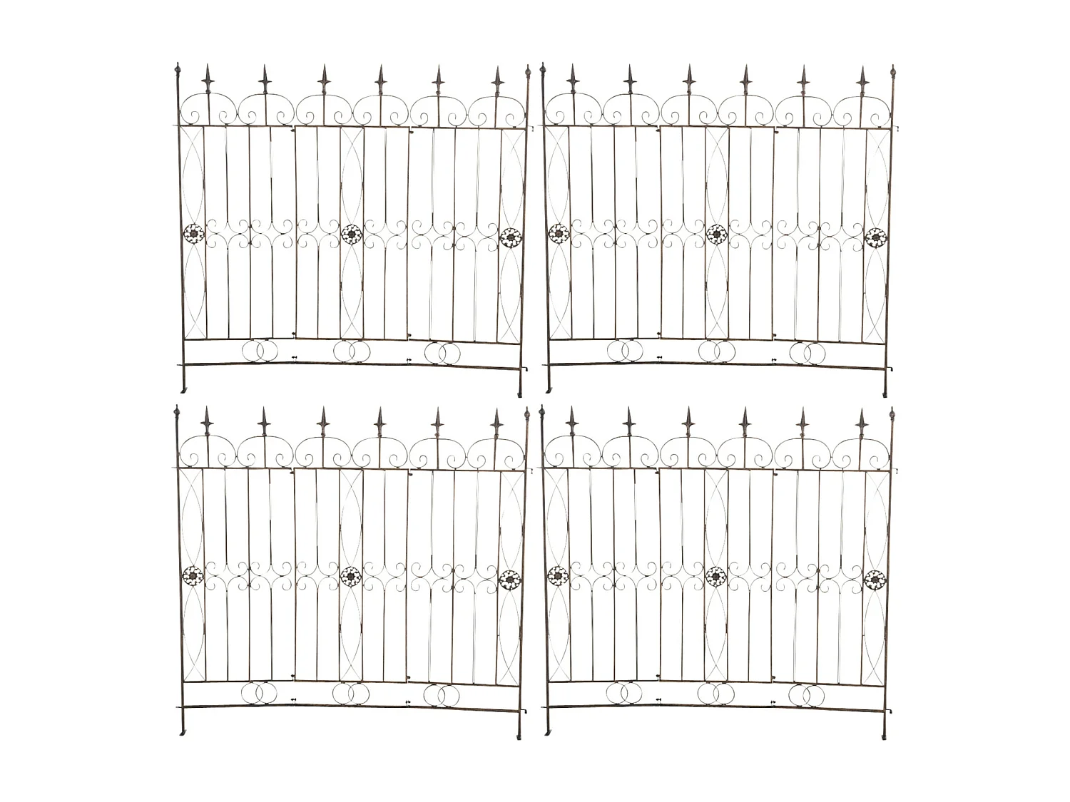 Lot de 4  Clôture de jardin - Métal & Antique clair - Bronze - Mangold