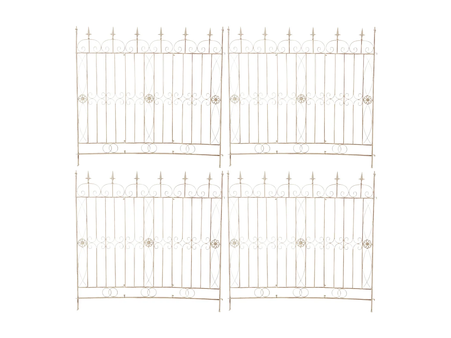 Lot de 4  Clôture de jardin - Métal & Antique clair - Crème antique - Mangold