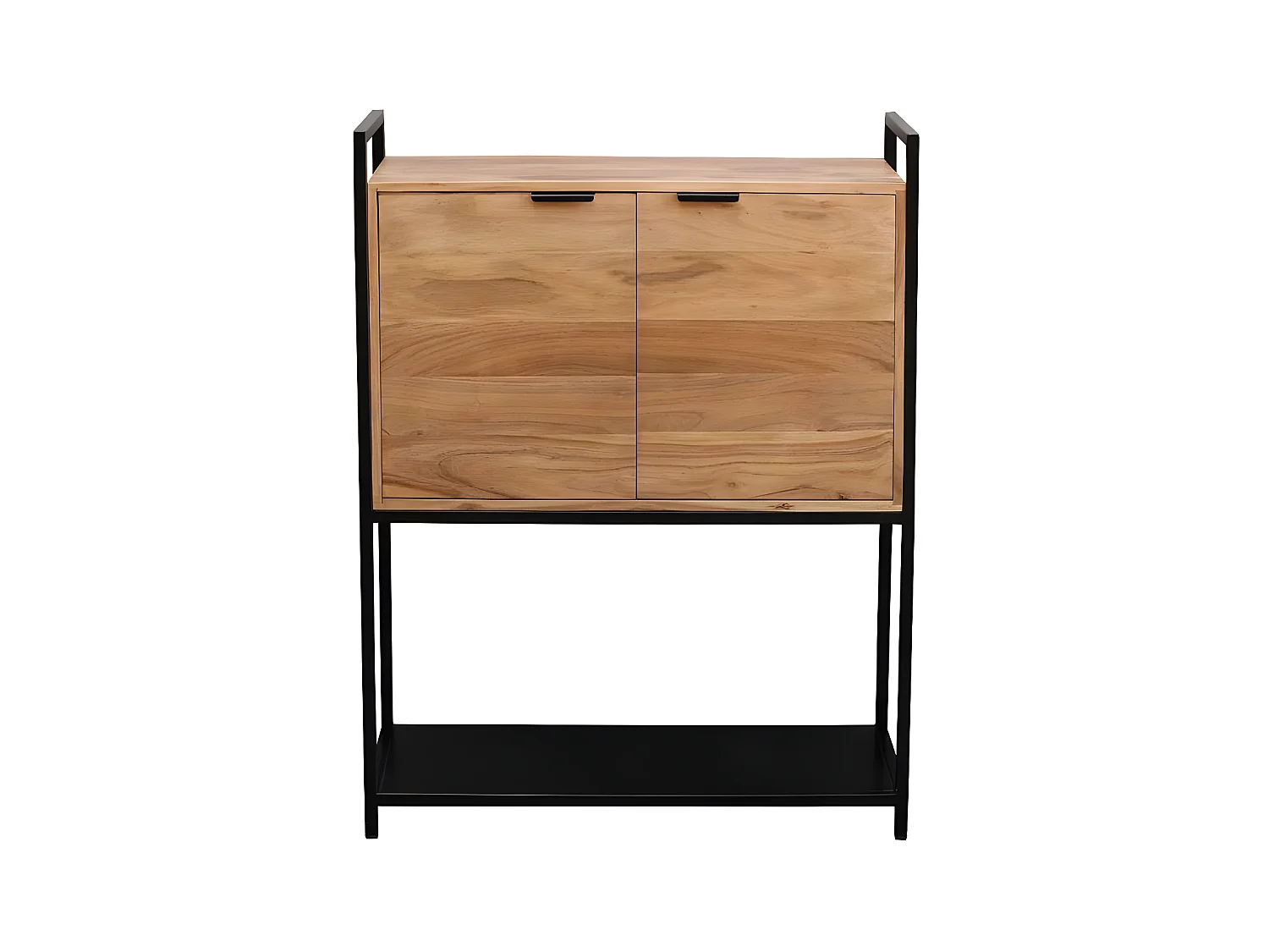 Buffet haut en bois massif et métal noir 2 portes L85 cm ARTHUS
