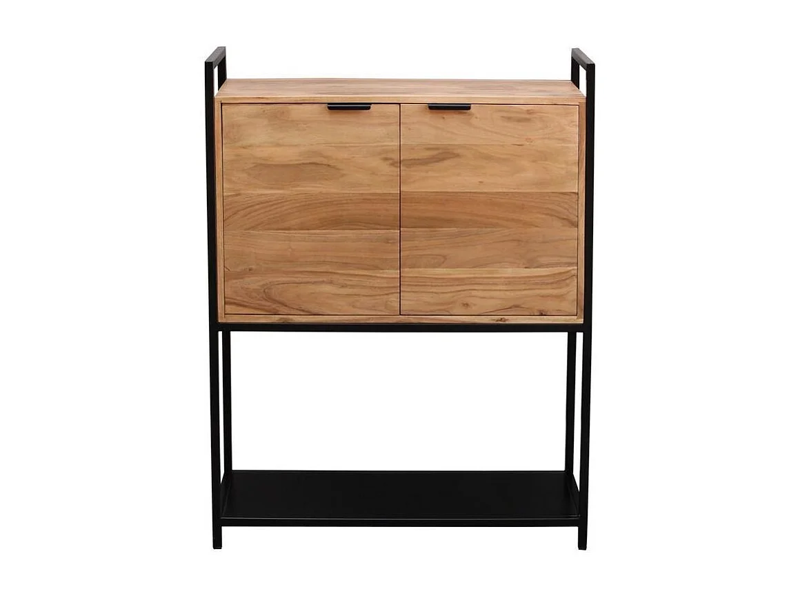 Buffet haut en bois massif et métal noir 2 portes L85 cm ARTHUS