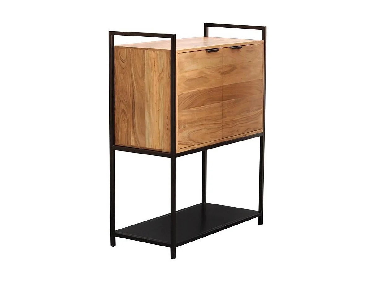Buffet haut en bois massif et métal noir 2 portes L85 cm ARTHUS