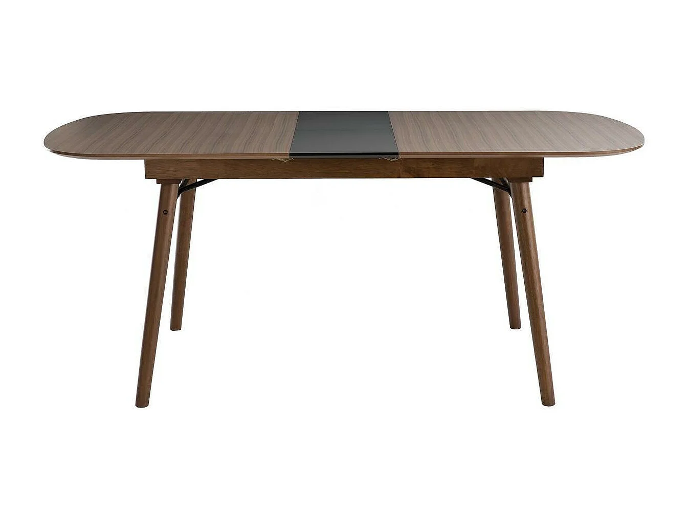 Table extensible rallonges intégrées rectangulaire en bois foncé noyer L150-180 cm SHELDON