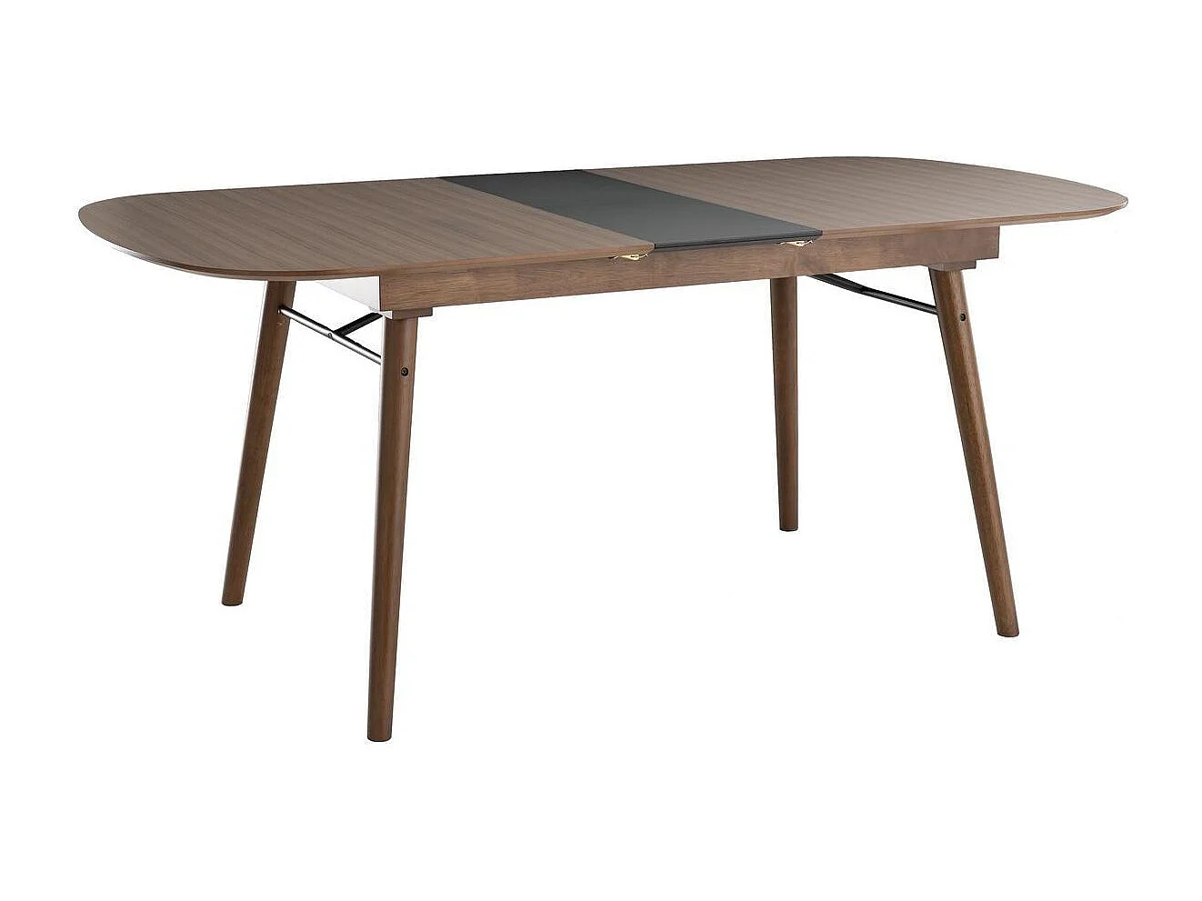 Table extensible rallonges intégrées rectangulaire en bois foncé noyer L150-180 cm SHELDON