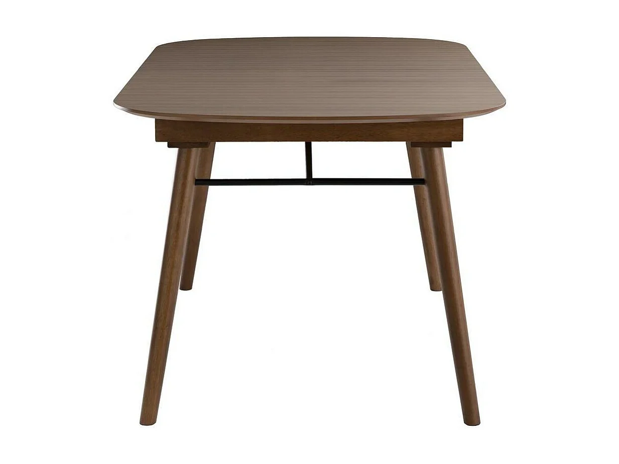 Table extensible rallonges intégrées rectangulaire en bois foncé noyer L150-180 cm SHELDON