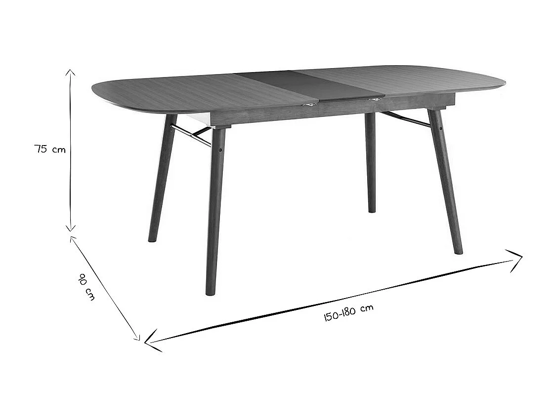 Table extensible rallonges intégrées rectangulaire en bois foncé noyer L150-180 cm SHELDON