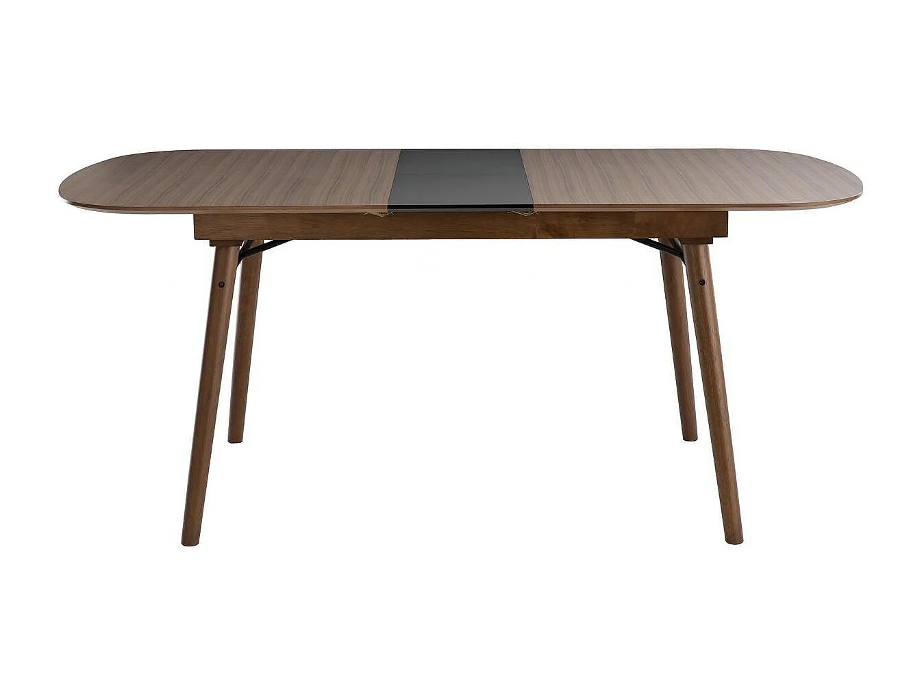 Table extensible rallonges intégrées rectangulaire en bois foncé noyer L150-180 cm SHELDON