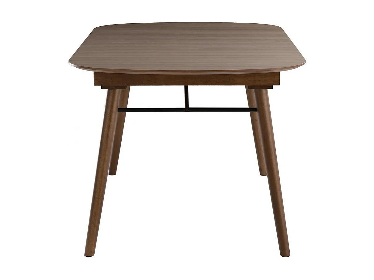 Table extensible rallonges intégrées rectangulaire en bois foncé noyer L150-180 cm SHELDON