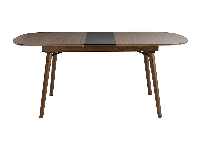 Table extensible rallonges intégrées rectangulaire en bois foncé noyer L150-180 cm SHELDON