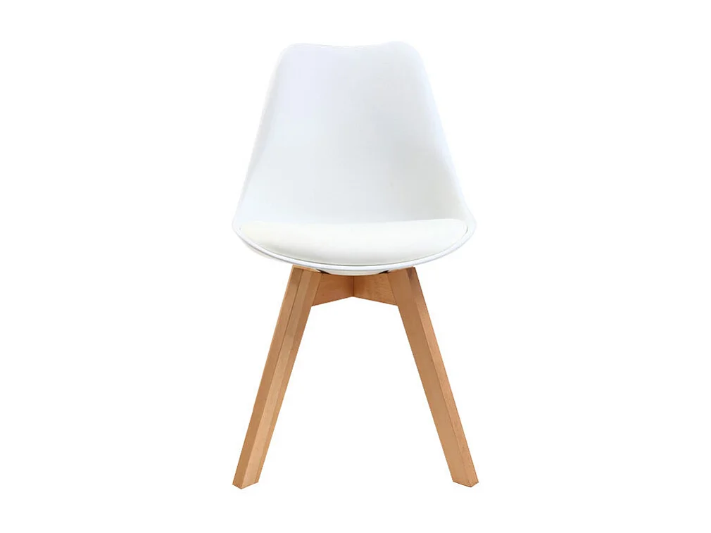 Chaises design blanc et bois clair massif (lot de 2) PAULINE