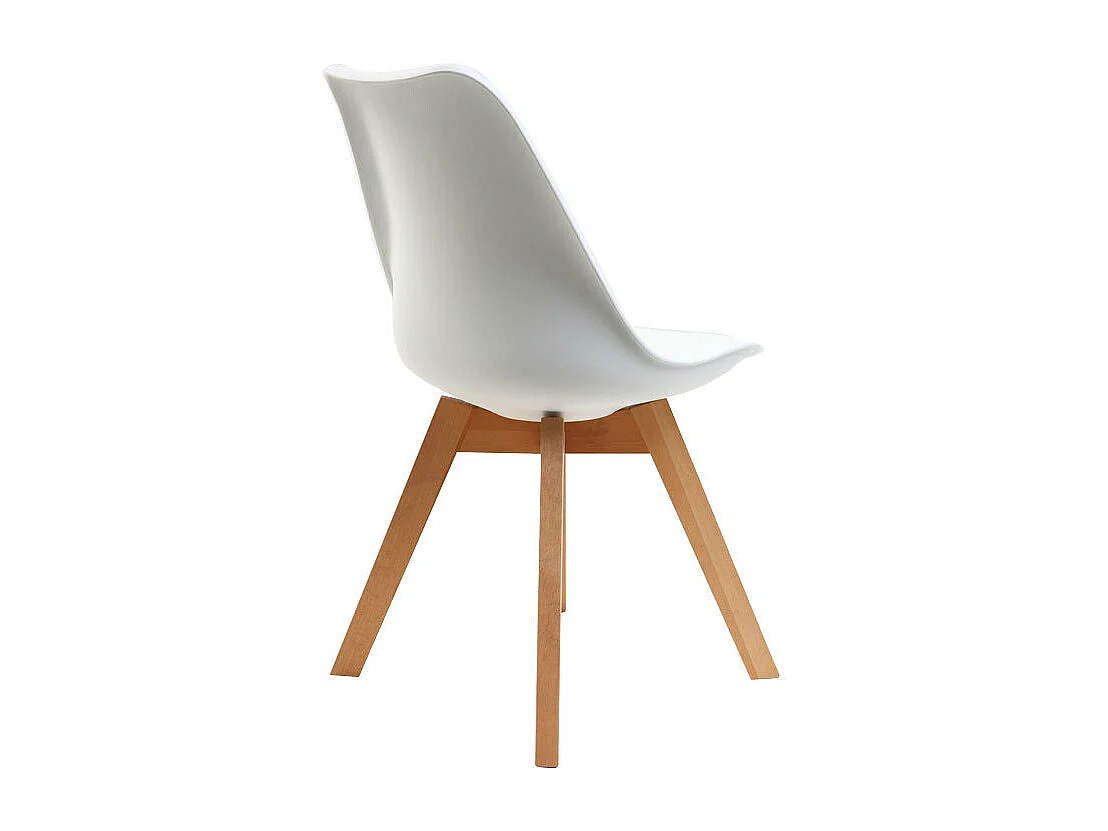 Chaises design blanc et bois clair massif (lot de 2) PAULINE