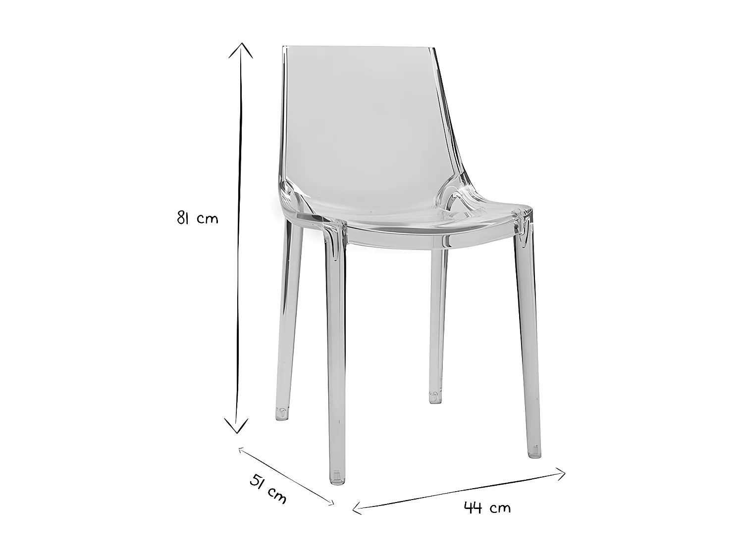 Sillas transparentes diseño lote de 2 YZEL