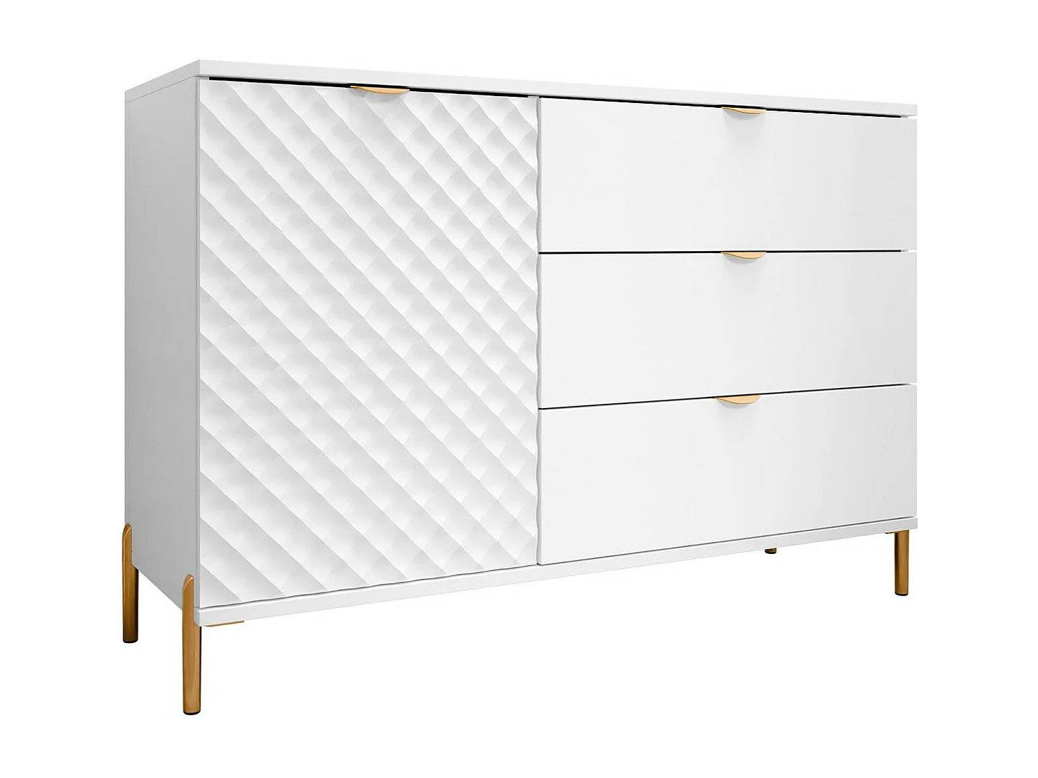 Cassettiera Comfivo Serfero 100, Bianco, Con cassetti e ante, 85x125x42cm