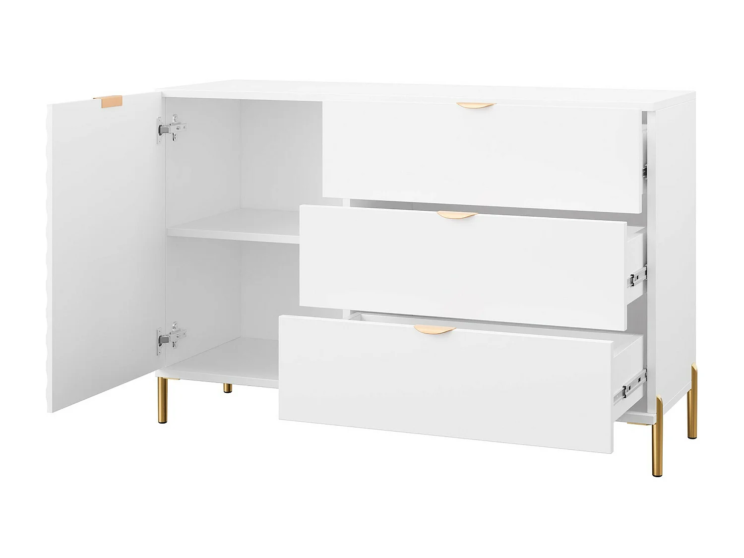 Cassettiera Comfivo Serfero 100, Bianco, Con cassetti e ante, 85x125x42cm
