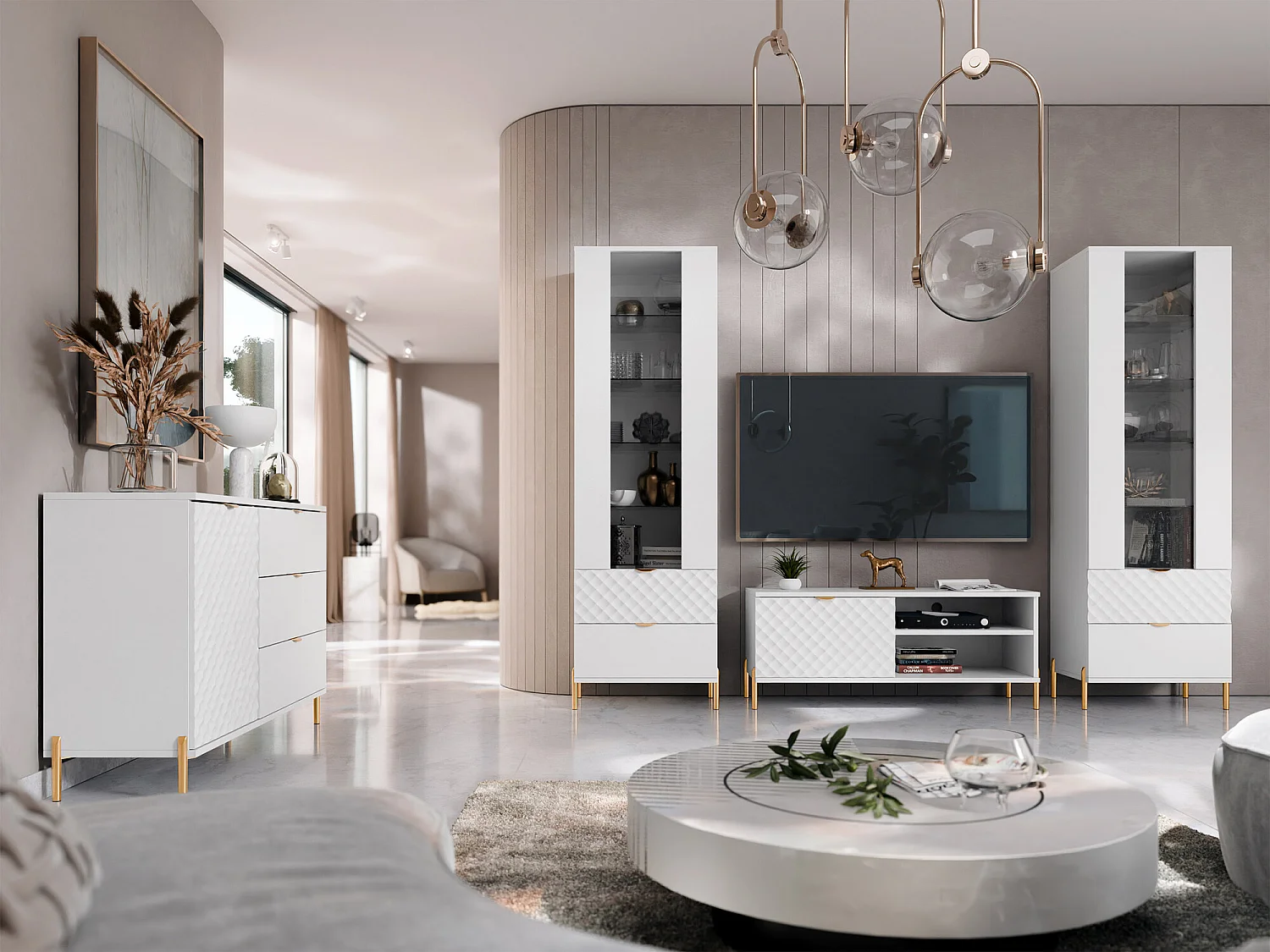 Cassettiera Comfivo Serfero 100, Bianco, Con cassetti e ante, 85x125x42cm