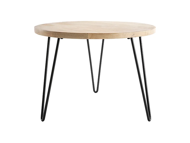 Tavolino basso rotondo in mango piedi metallo VIBES