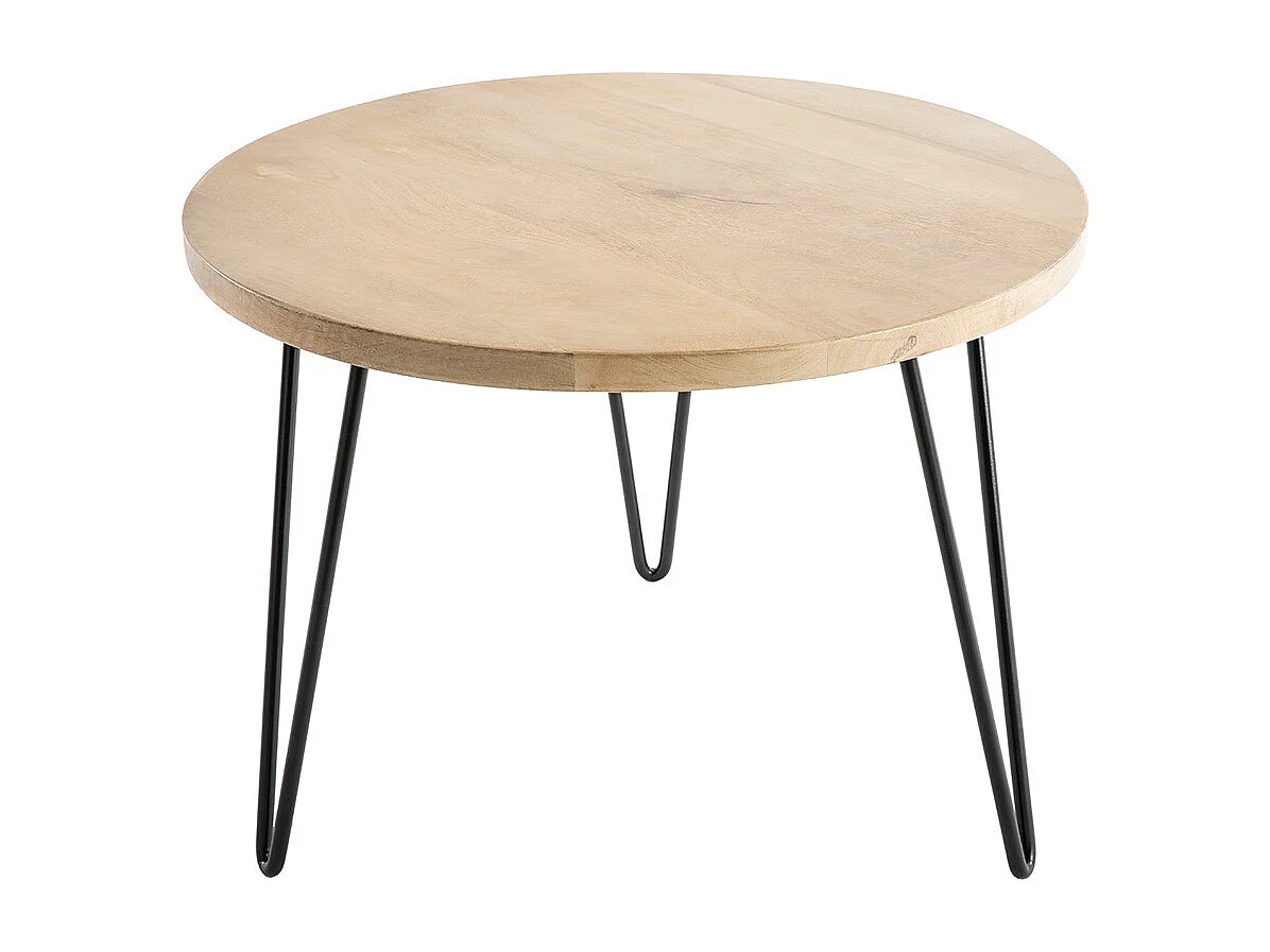 Tavolino basso rotondo in mango piedi metallo VIBES