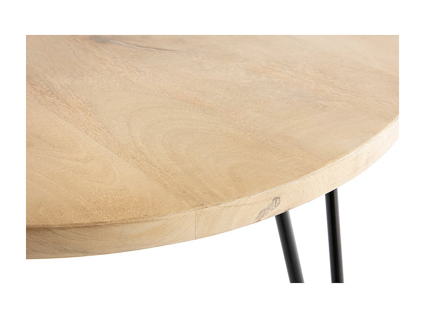 Tavolino basso rotondo in mango piedi metallo VIBES