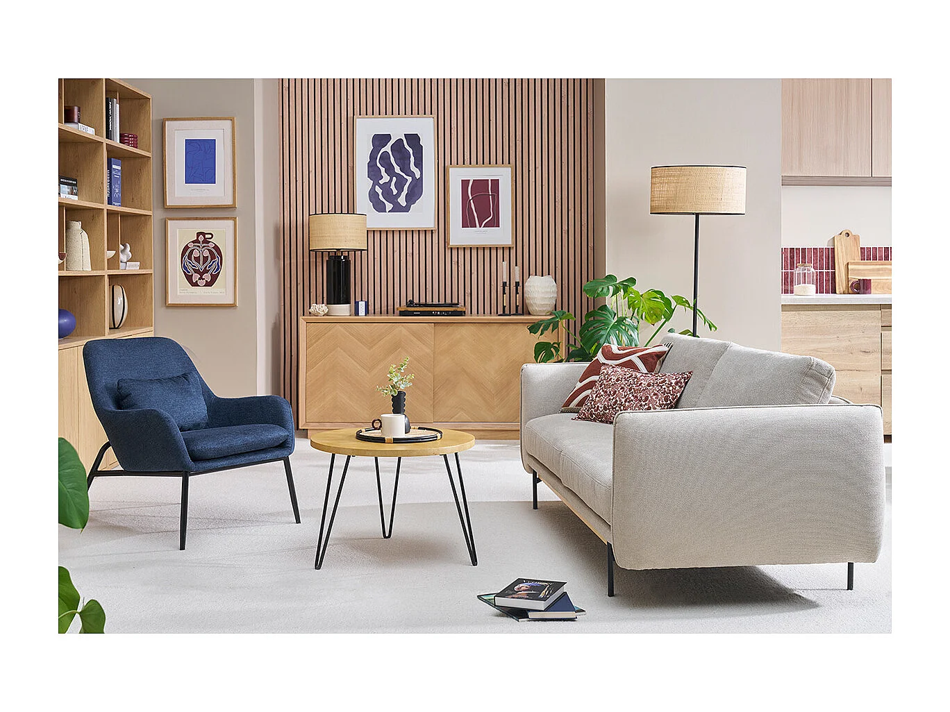 Tavolino basso rotondo in mango piedi metallo VIBES