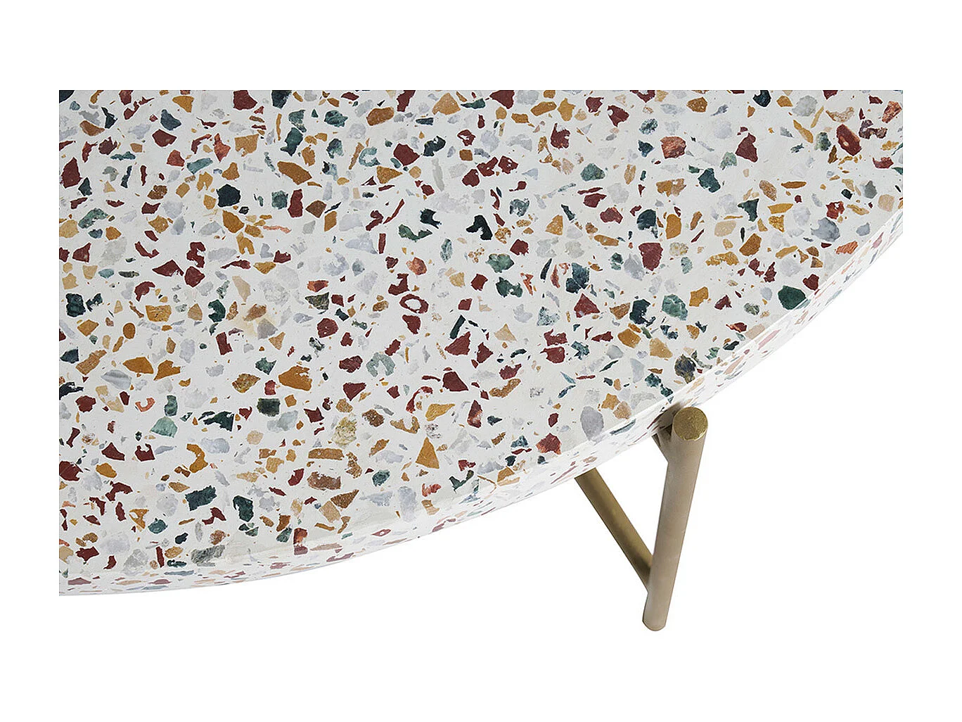 Mesa de centro de diseño redonda de terrazo y metal dorado 81 cm diám. MEZZO