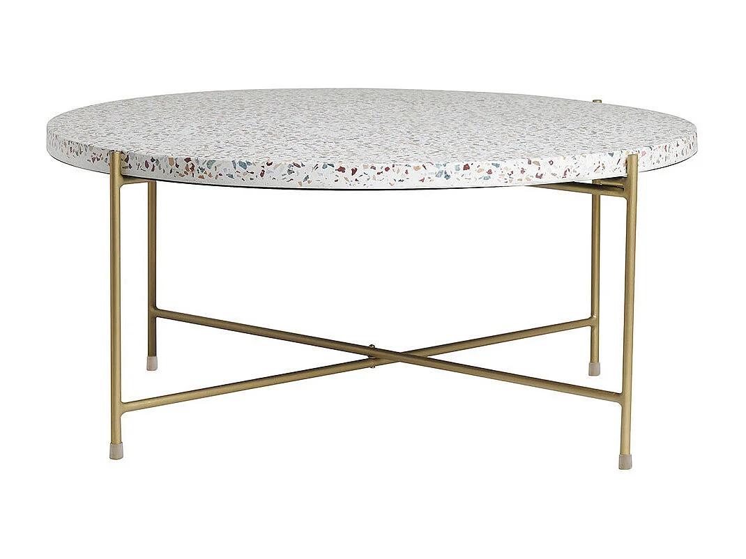 Mesa de centro de diseño redonda de terrazo y metal dorado 81 cm diám. MEZZO