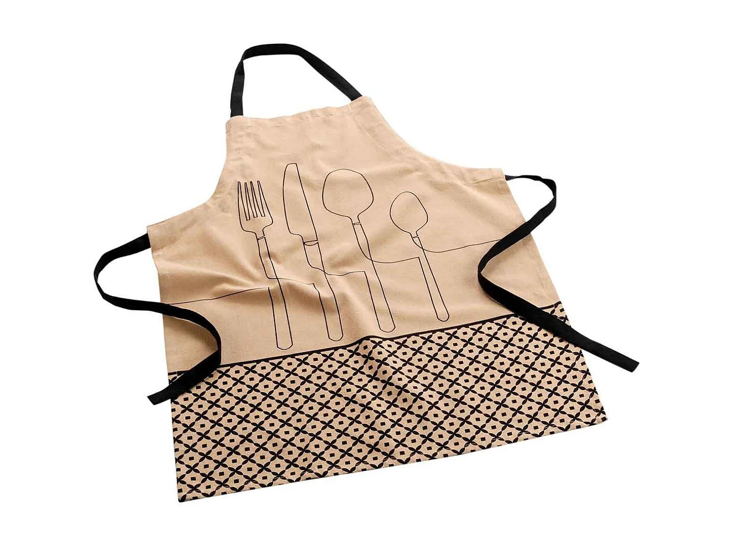 Tablier en Coton Recyclé "Cuisiline" 84cm Beige