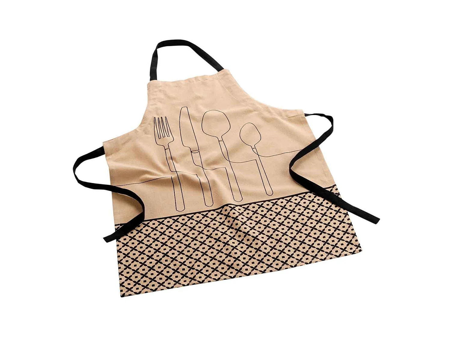 Tablier en Coton Recyclé "Cuisiline" 84cm Beige