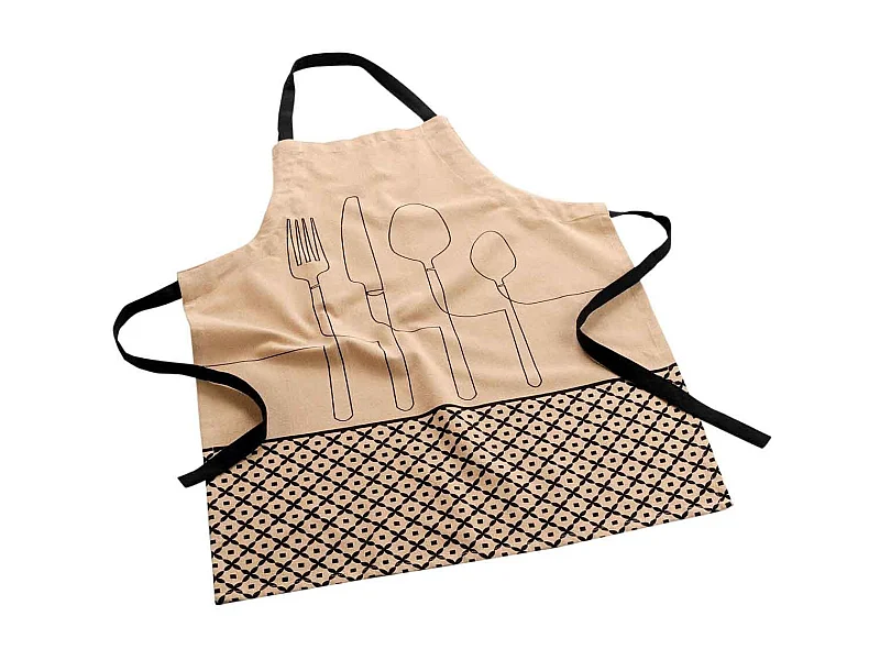 Tablier en Coton Recyclé "Cuisiline" 84cm Beige