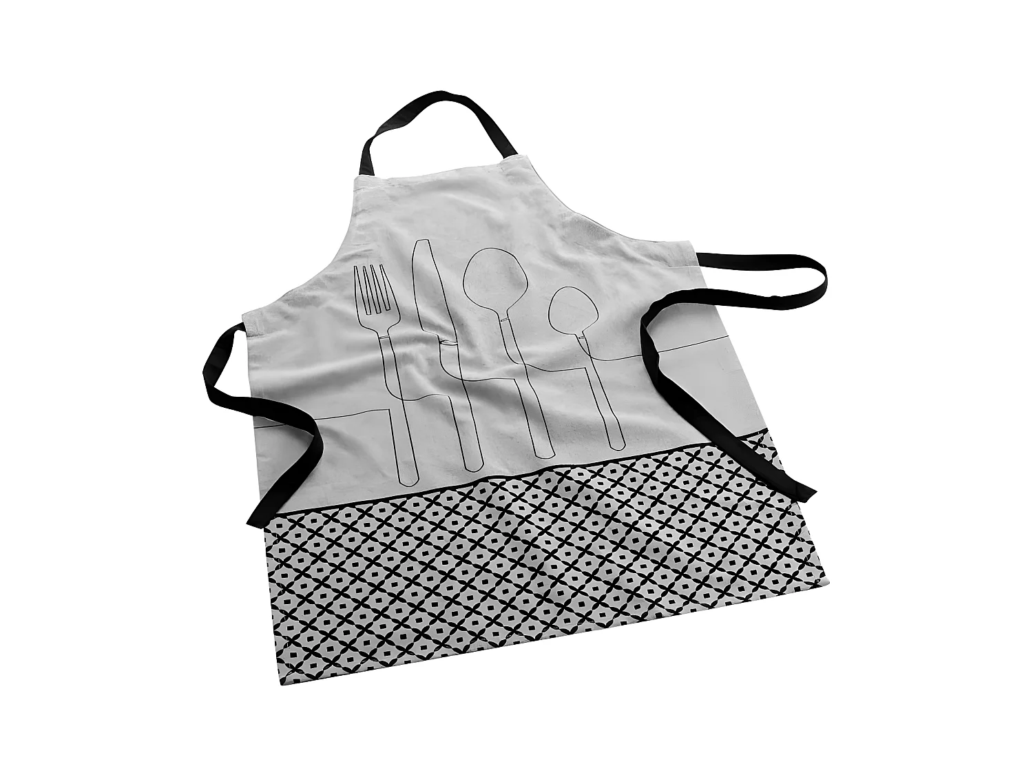 Tablier en Coton Recyclé "Cuisiline" 84cm Gris Chiné