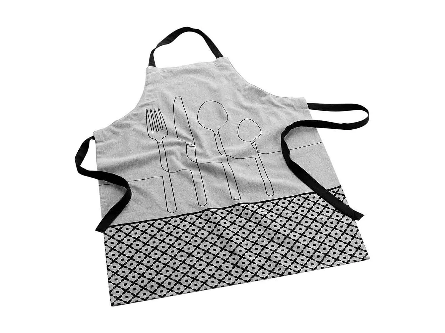 Tablier en Coton Recyclé "Cuisiline" 84cm Gris Chiné