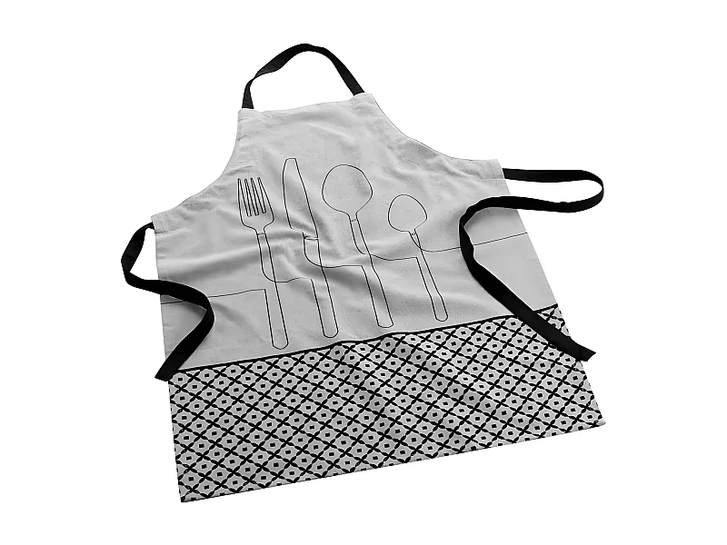 Tablier en Coton Recyclé "Cuisiline" 84cm Gris Chiné