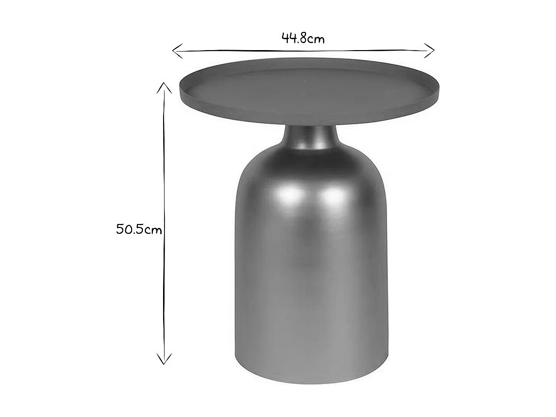 Table d'appoint design ronde en métal doré et plateau bleu pétrole mat RAMSES