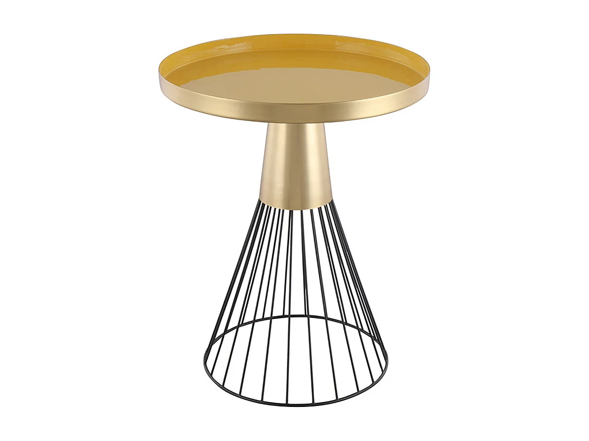Runder Beistelltisch aus gelbem und goldfarben lackiertem Stahl D 41 cm SPLEEN