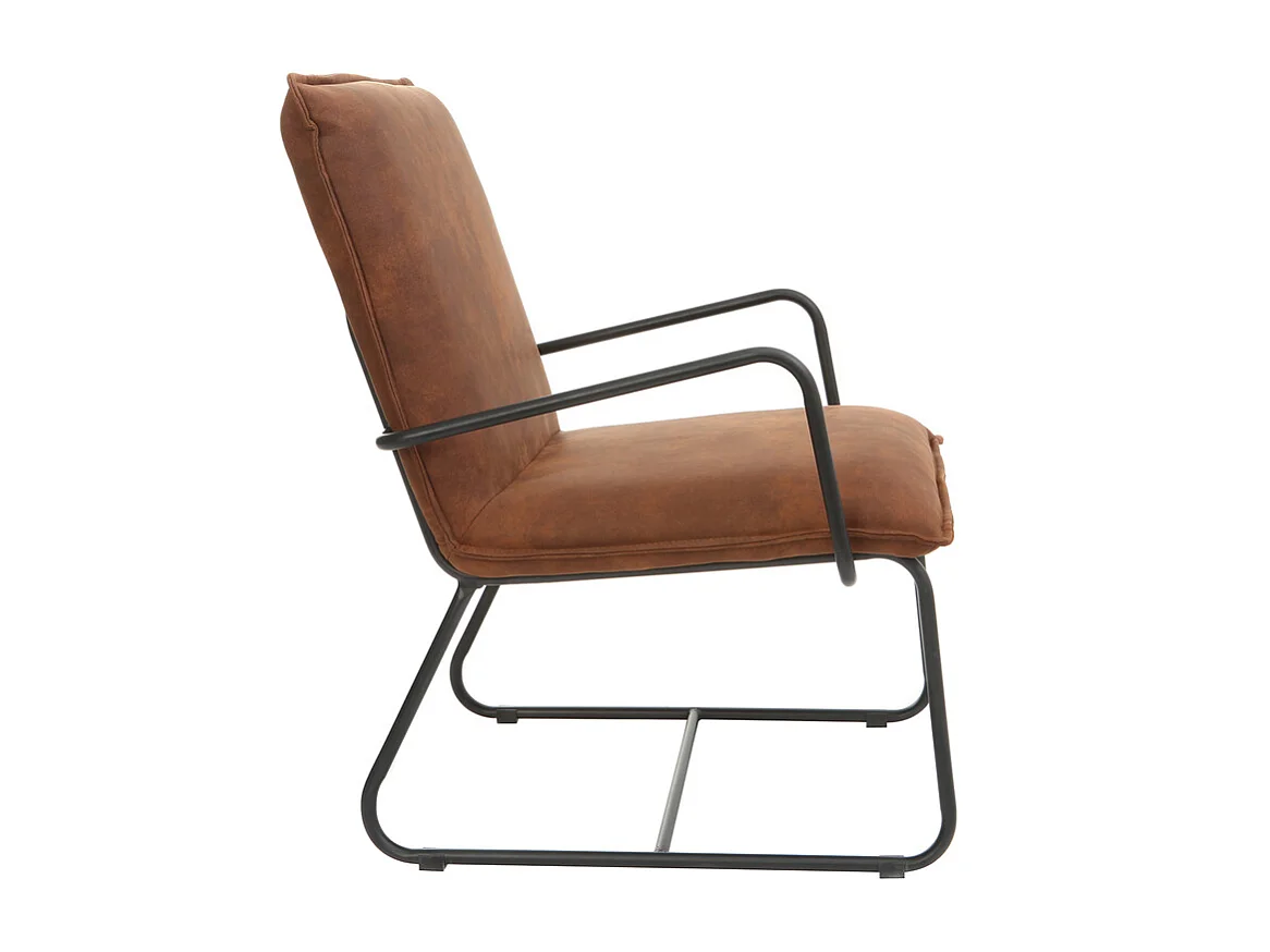 Fauteuil vintage marron et métal noir MERCY