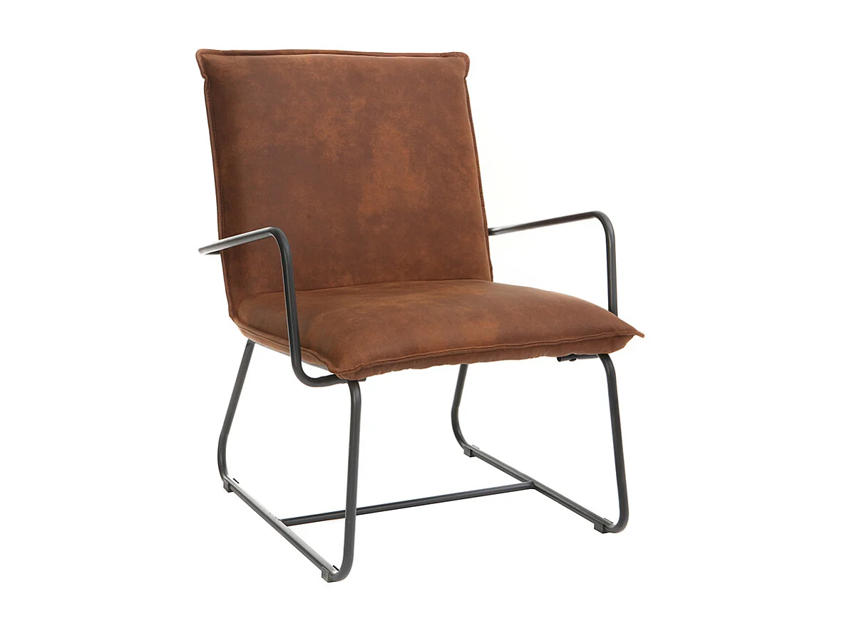 Sillón polipiel marrón y estructura metal negra MERCY
