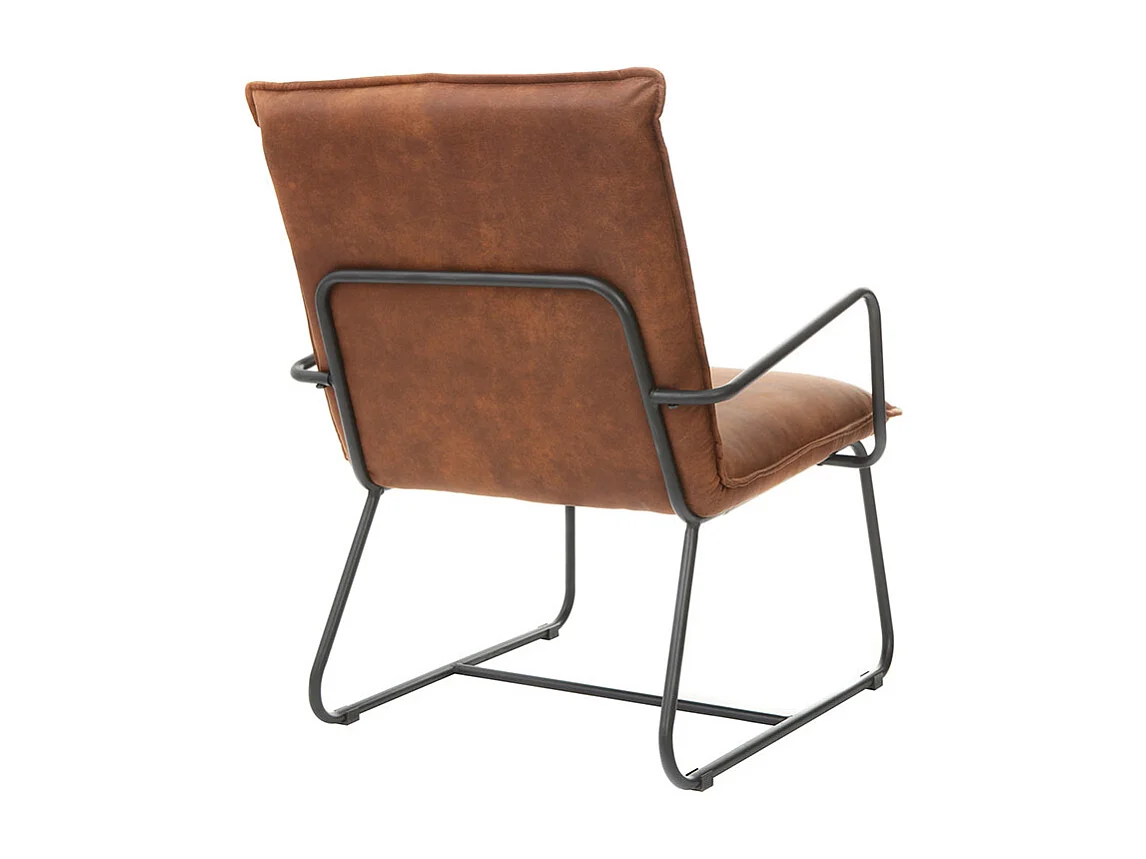 Sillón polipiel marrón y estructura metal negra MERCY