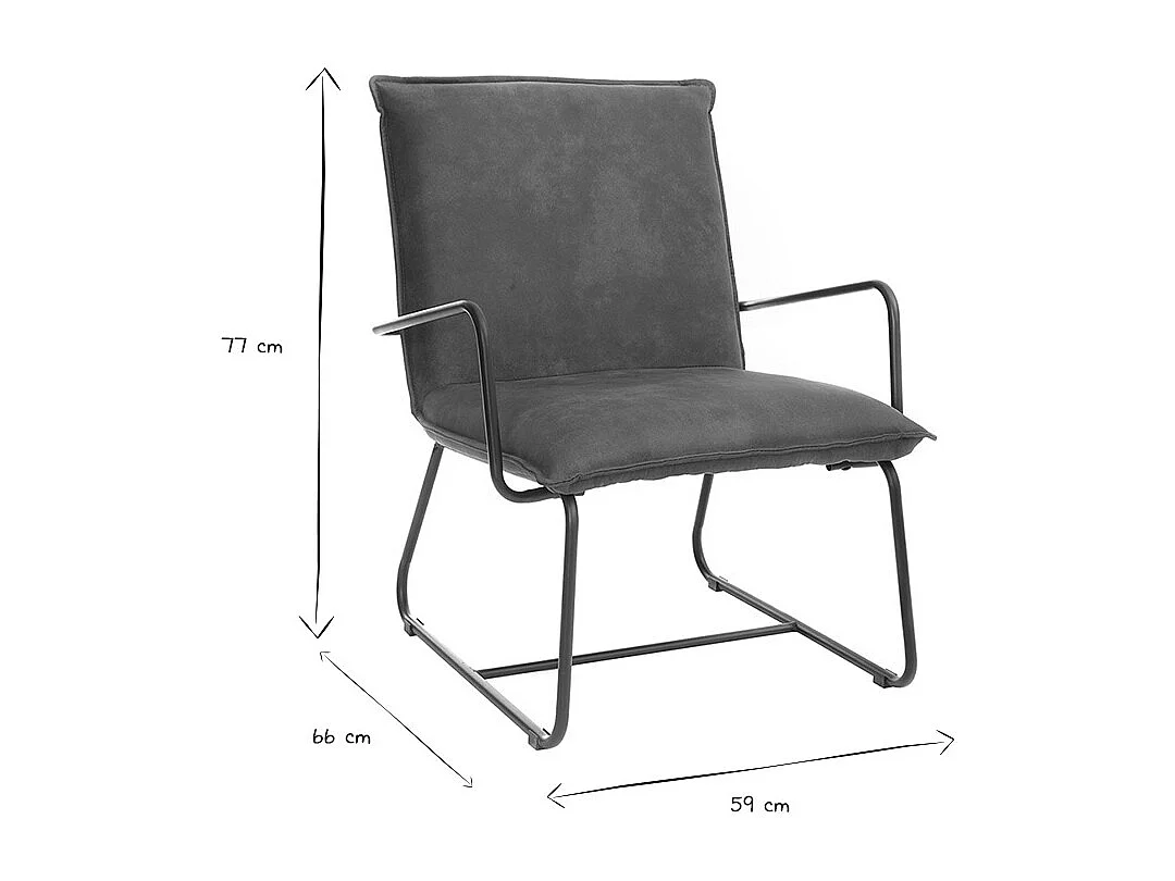 Sillón polipiel marrón y estructura metal negra MERCY