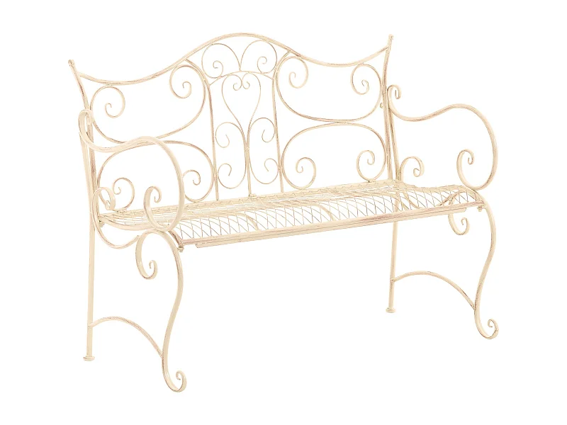Banc de jardin - Métal - Crème antique - Tara
