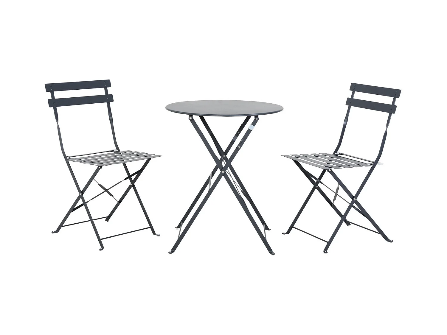 Table et chaises pliantes bistrot balcon terrasse - 2 places - Anthracite - FLORE