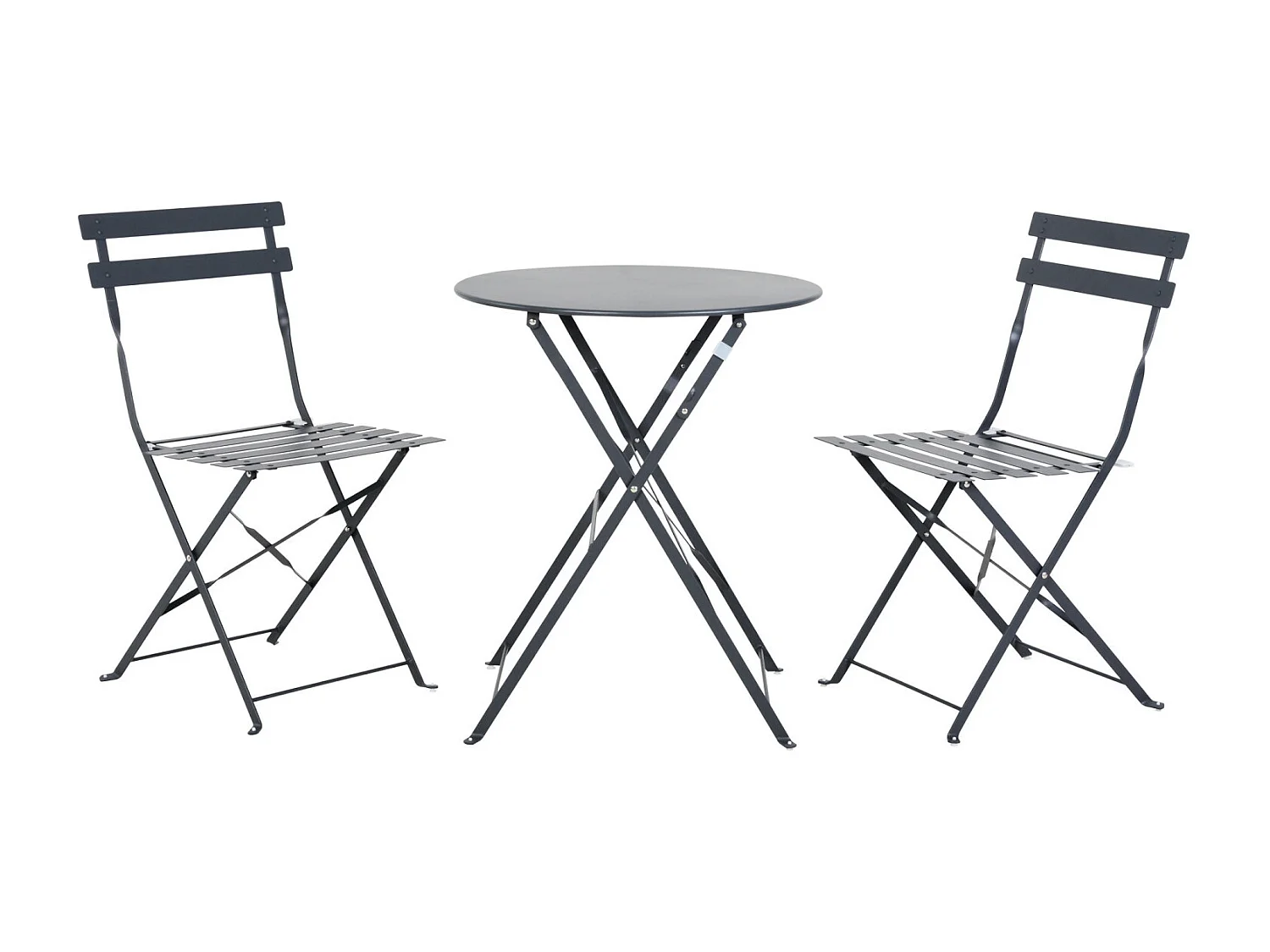 Table et chaises pliantes bistrot balcon terrasse - 2 places - Anthracite - FLORE