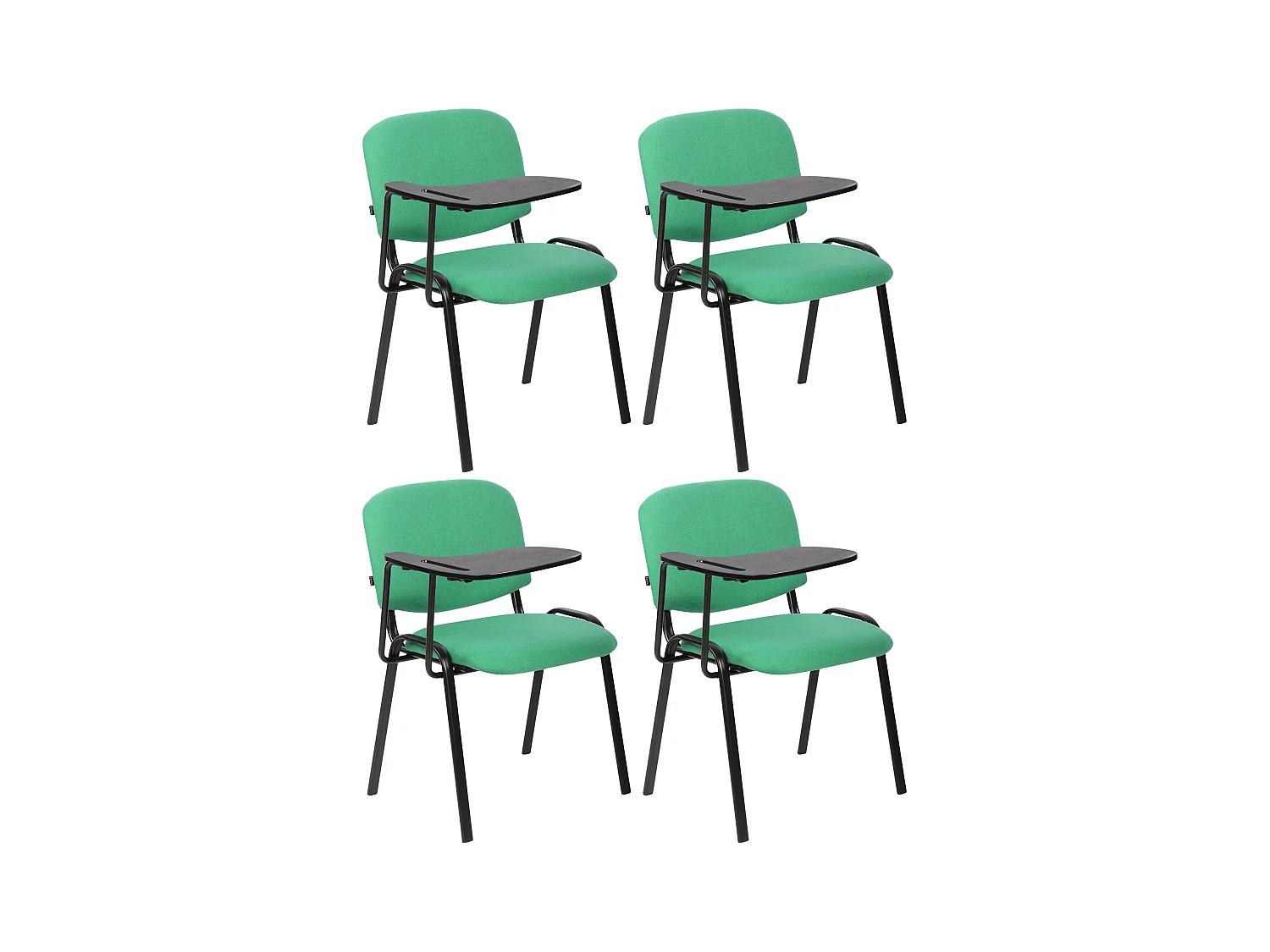 Lot de 4  Chaise de conférence - Tissu & Métal noir mat - Vert - Ken