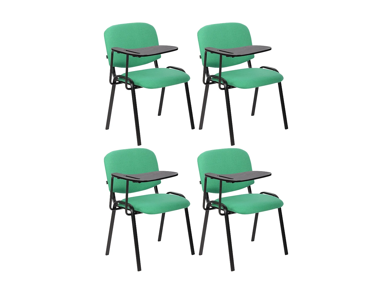 Lot de 4  Chaise de conférence - Tissu & Métal noir mat - Vert - Ken