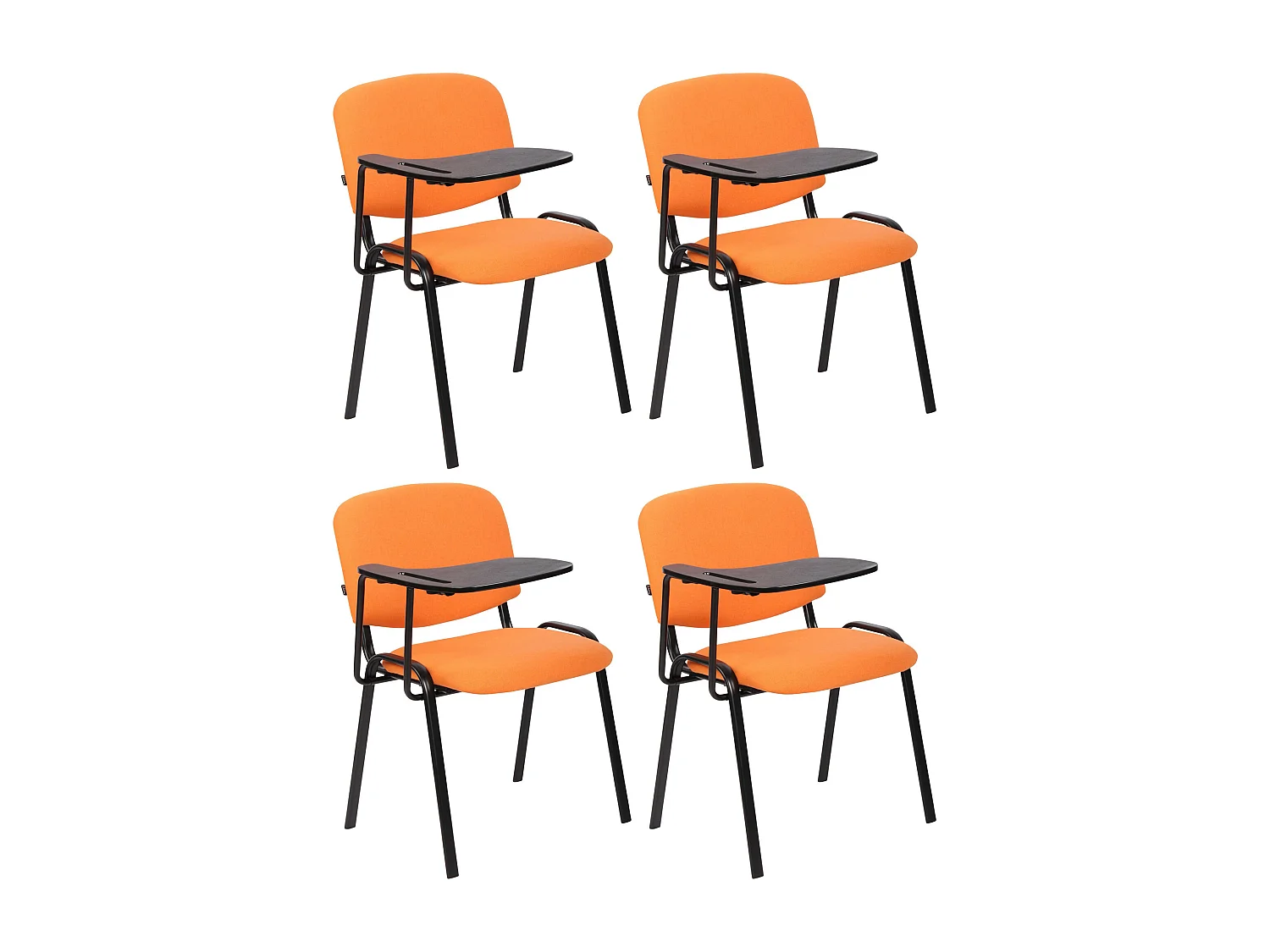 Lot de 4  Chaise de conférence - Tissu & Métal noir mat - Orange - Ken