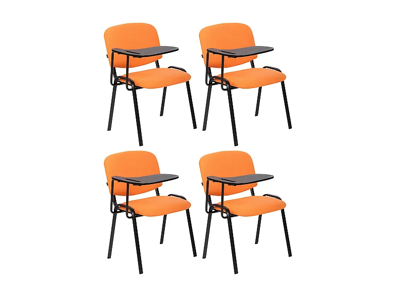 Lot de 4  Chaise de conférence - Tissu & Métal noir mat - Orange - Ken